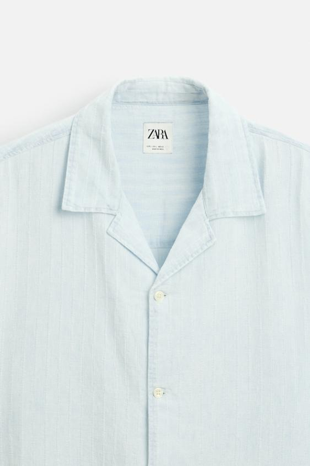 ZARA РУБАШКА ИЗ РЕЛЬЕФНОЙ ТКАНИ С ЭФФЕКТОМ ПОТЕРТОСТИ, НЕБЕСНО-ГОЛУБОЙ