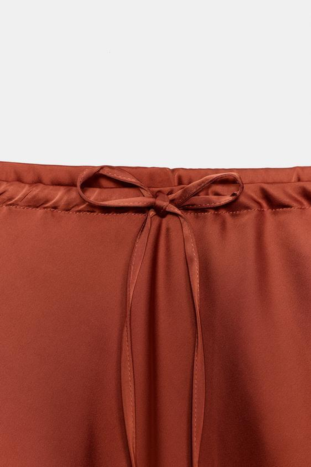 ZARA АТЛАСНАЯ ЮБКА МИДИ, КРАСНО-ОРАНЖЕВЫЙ