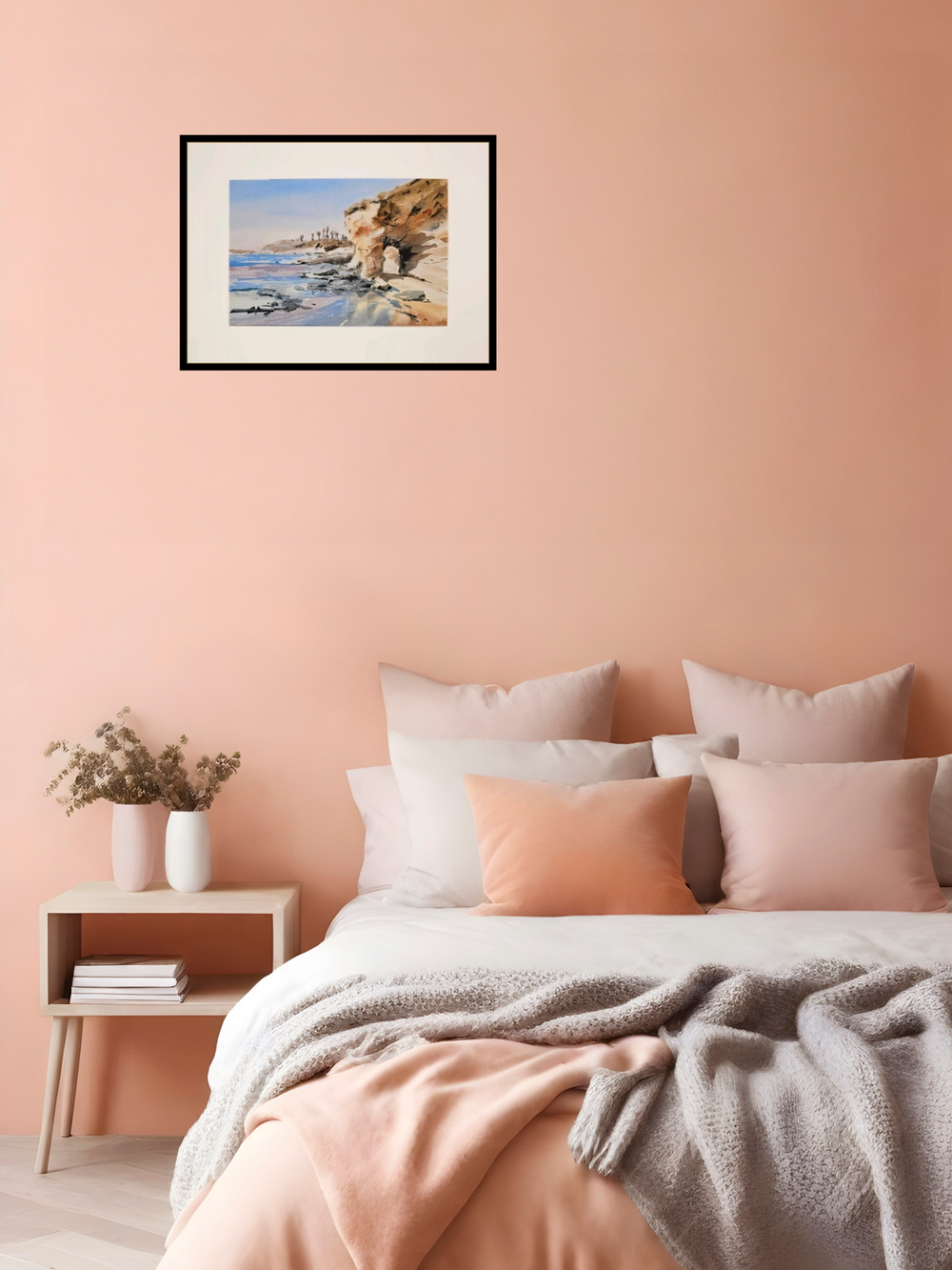 Картина авторская акварельная в паспарту 30х40 см на стену для интерьера "Море в стиле Энди Эвансона "