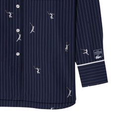 Женское поло Lacoste Oversized with Jacquard Motifs - navy blue/white