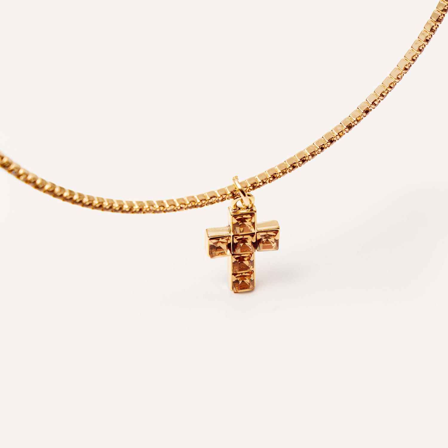 Колье Cubic Cross Necklace – Yelllow