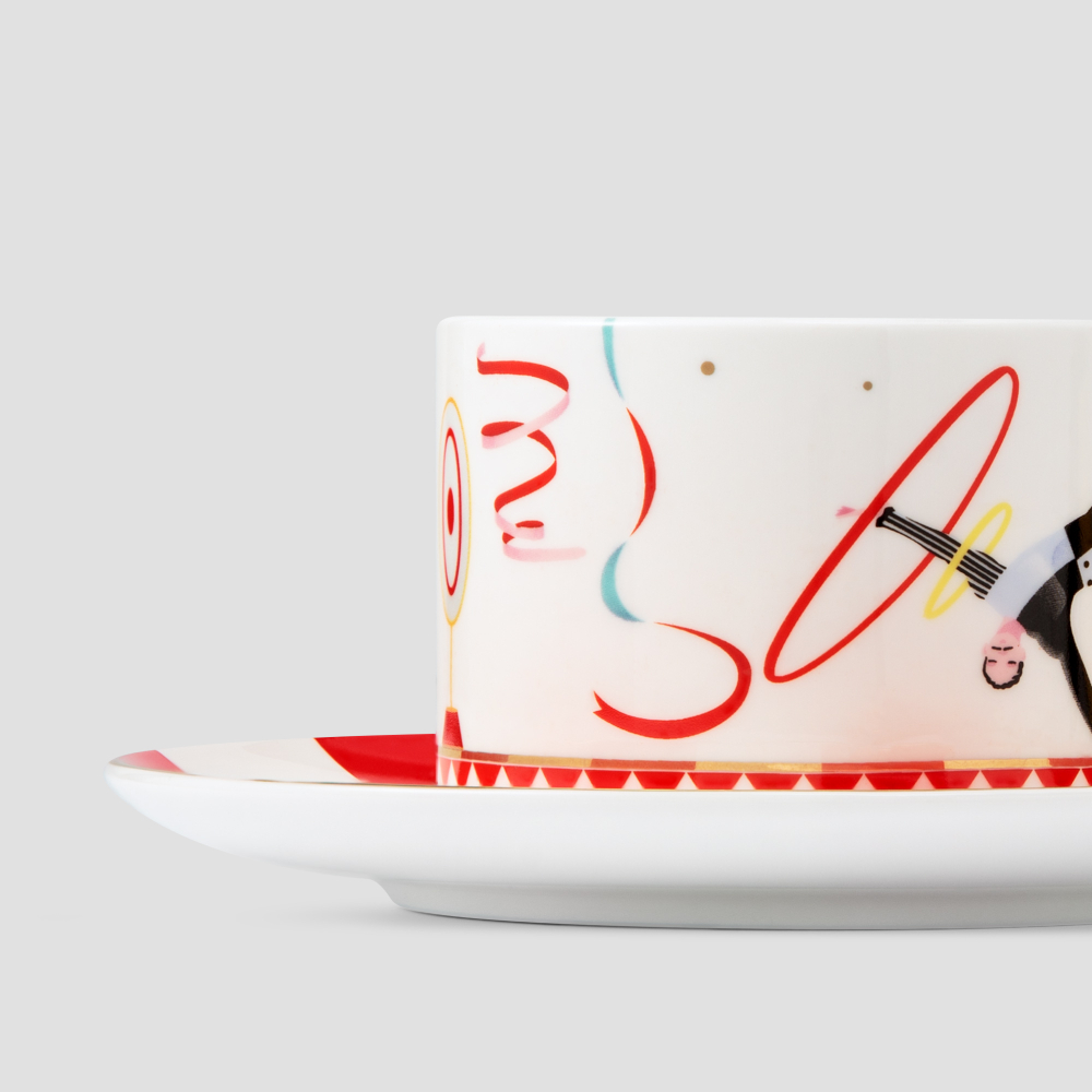 Набор Farforite «Цирковое представление»: чайник-эгоист 300 мл и чайная пара 250 мл в подарочной коробке