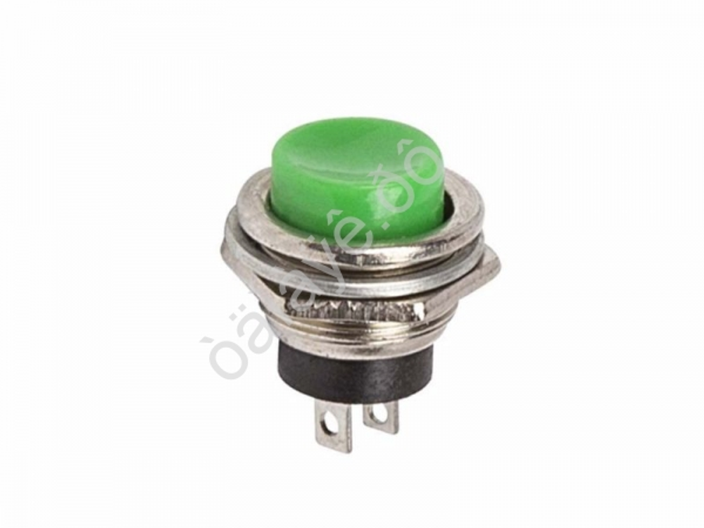 Клавиша-кнопка Круглая БЕЗ фиксации МЕТАЛЛ 250V 2А (2с) OFF-ON Ø16.2 (RWD-306) зеленая REXANT 363353