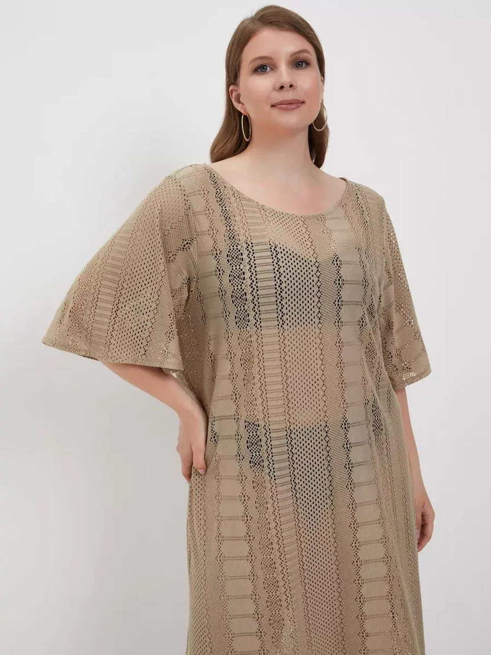 Платье туника пляжная накидка бежевая