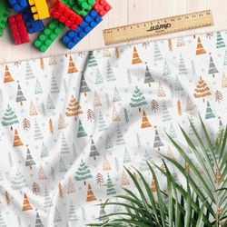 Ткань сатин нарисованный лес