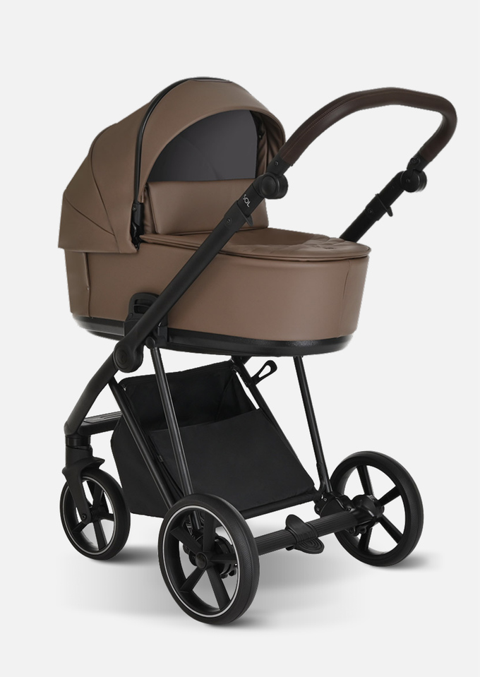 Roan Коляска 2 в 1 Sol Leather Camel Black Тем.коричневый