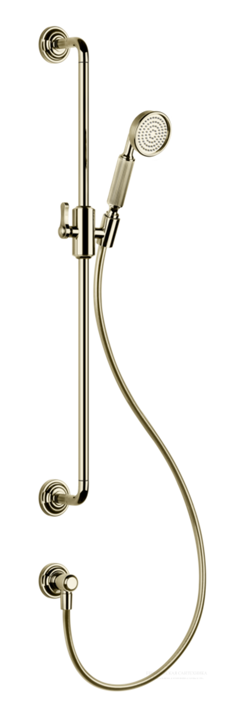 Штанга Gessi Venti20, с душевой лейкой, шлангом и выводом воды, h800 мм, цвет Brass PVD