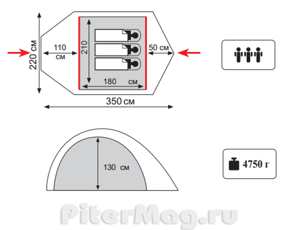 Палатка Tramp Space 3 V2 [TRT-59]