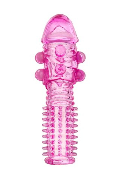 Гелевая розовая насадка с шариками и шипами - 14 см. (Цвет: розовый)