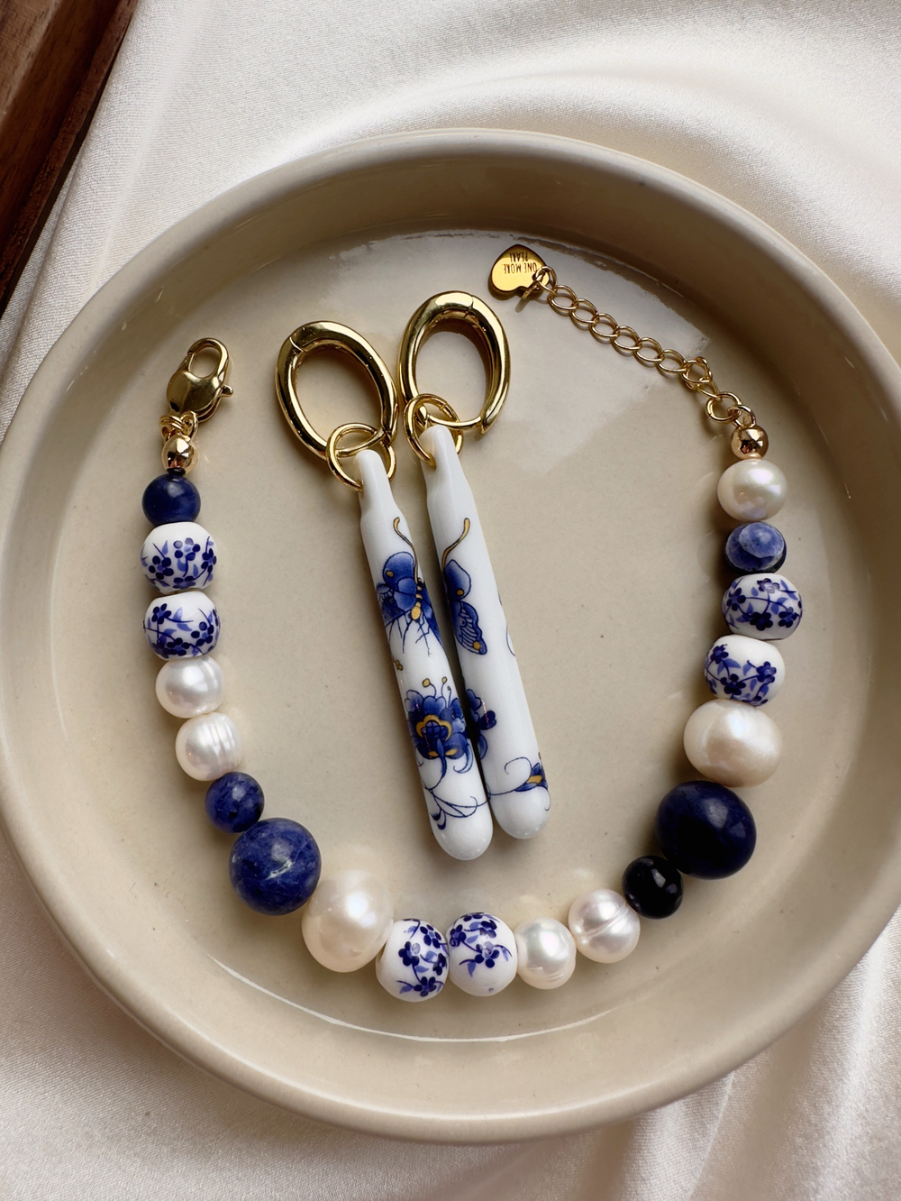 Серьги Гжель удлиненные