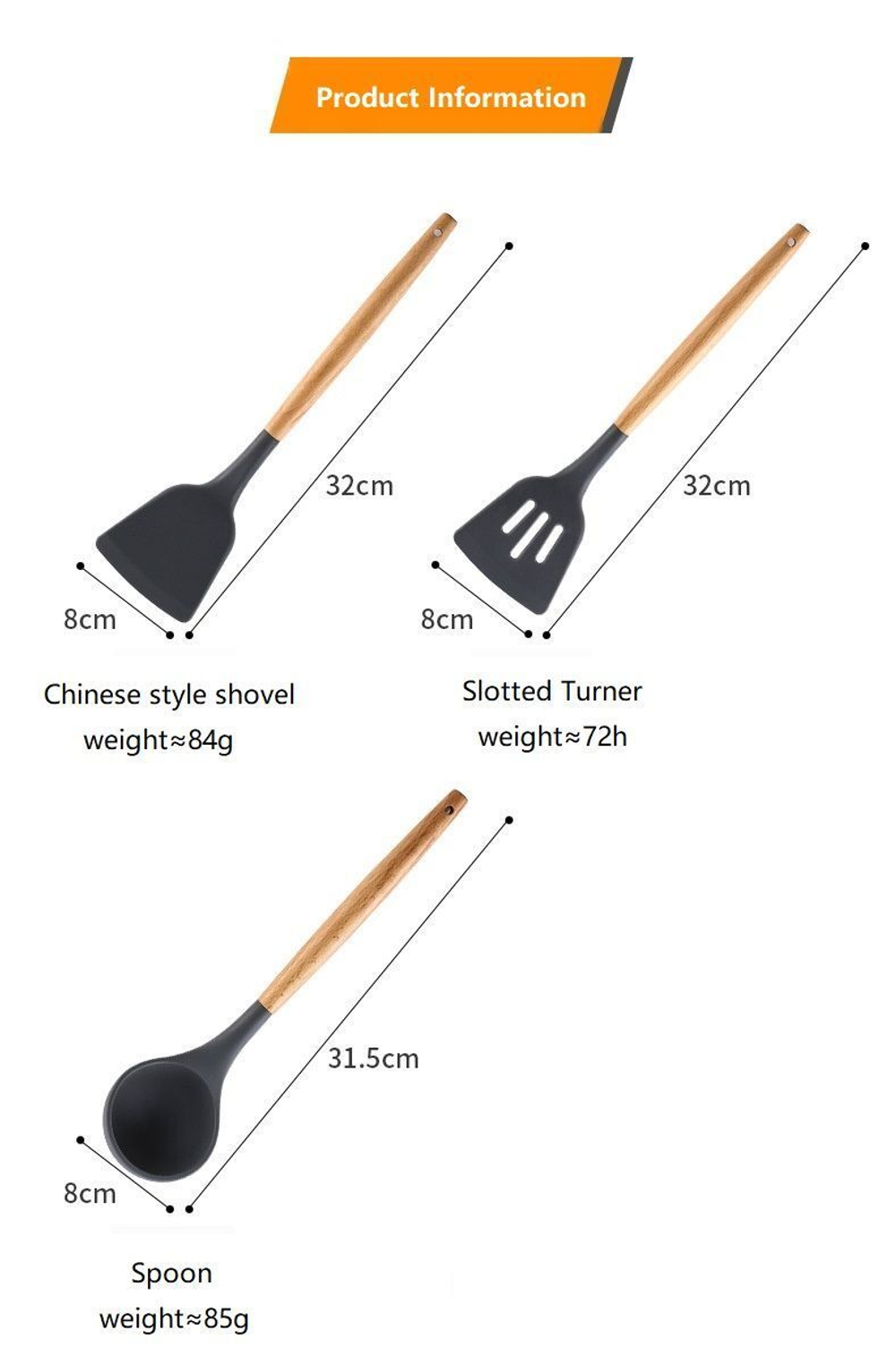 Антипригарный набор кухонных принадлежностей из 12 штук, пищевой силикон