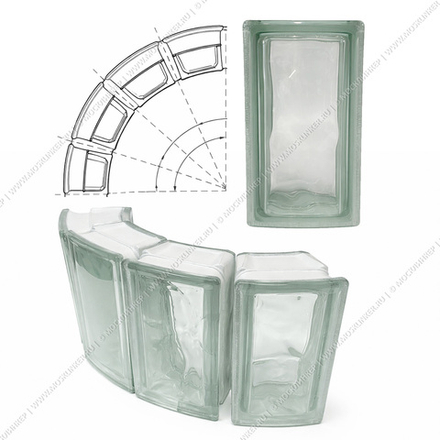 Стеклоблок Vitrablok Половинка Волна Allbend 105x78x80 - Бесцветный