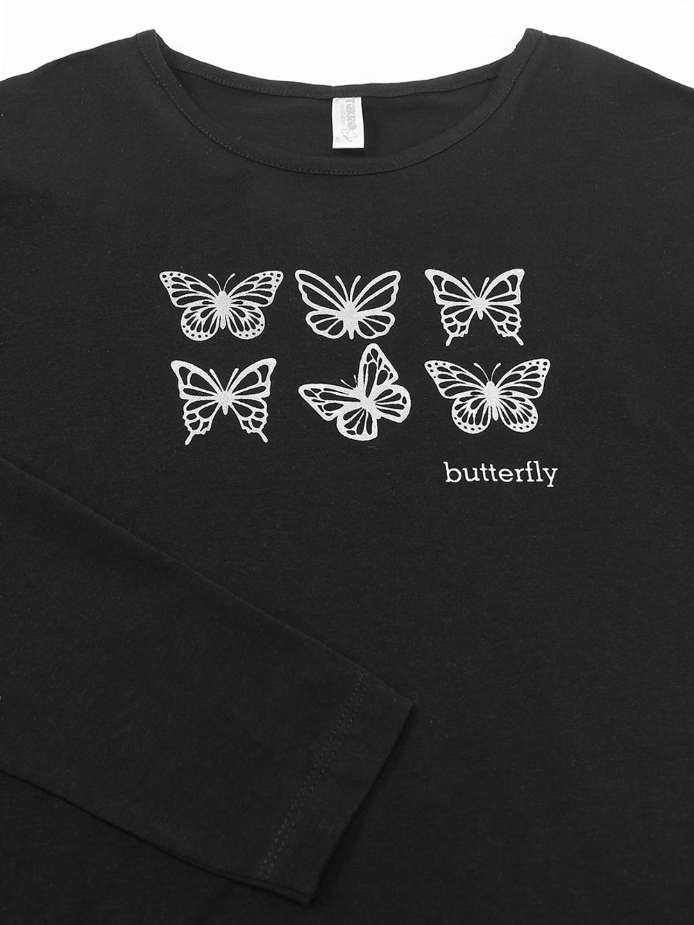 Лонгслив для девочек р-р 128 чёрный (Такро) M0874KL-7/10