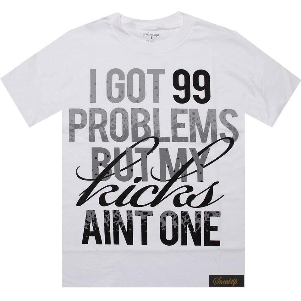 Футболка Sneaktip 99 Problems Splash белая с серым спереди
