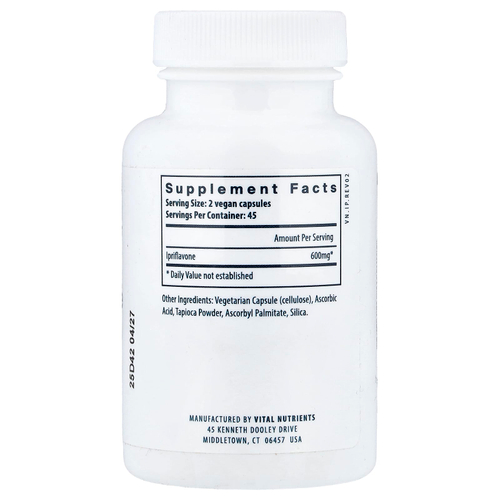 Vital Nutrients, иприфлавон, 90 веганских капсул (300 мг в 1 капсуле)