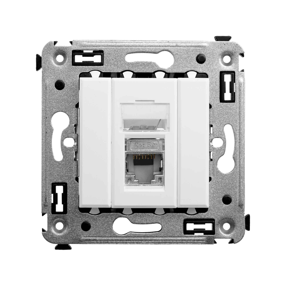Компьютерная розетка RJ-45 в стену, кат.5e одинарнаяэкранированная,"Avanti", "Белое облако"