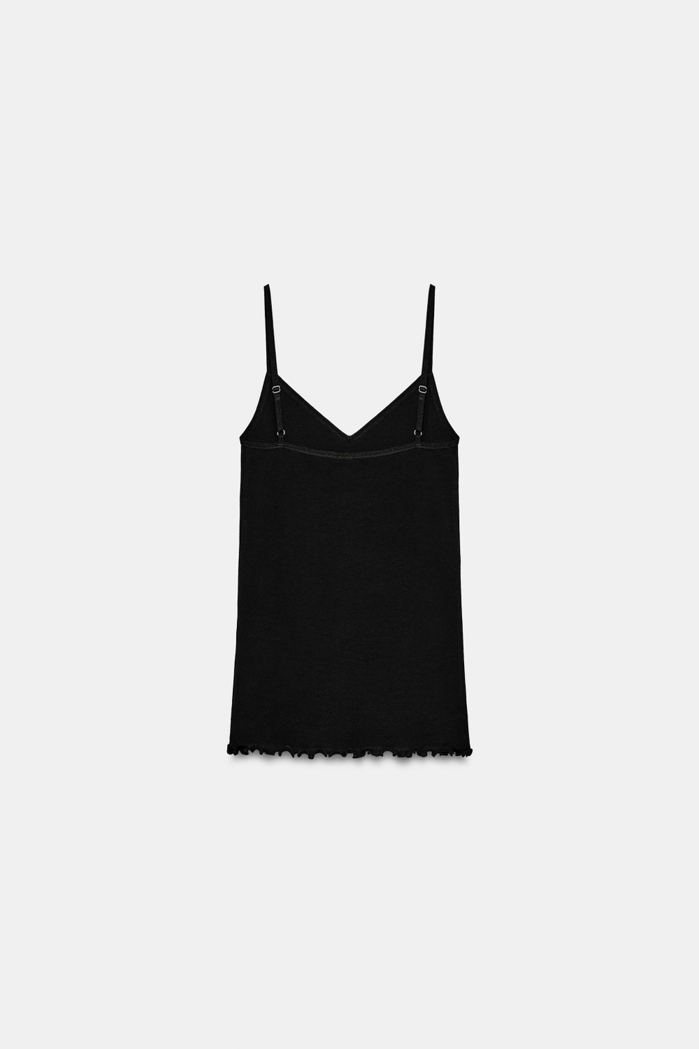 ZARA ХЛОПКОВАЯ МАЙКА НА БРЕТЕЛЯХ, ЧЕРНЫЙ