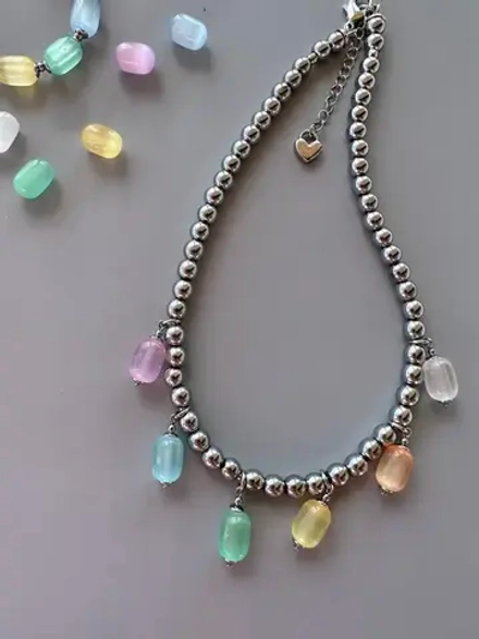 Колье из селенита и гематина