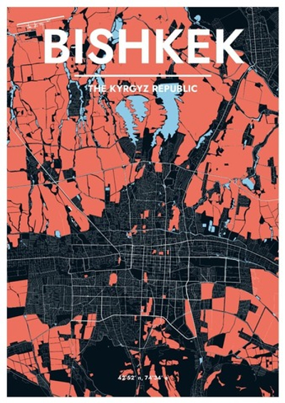 Постер Bishkek city map [orange]