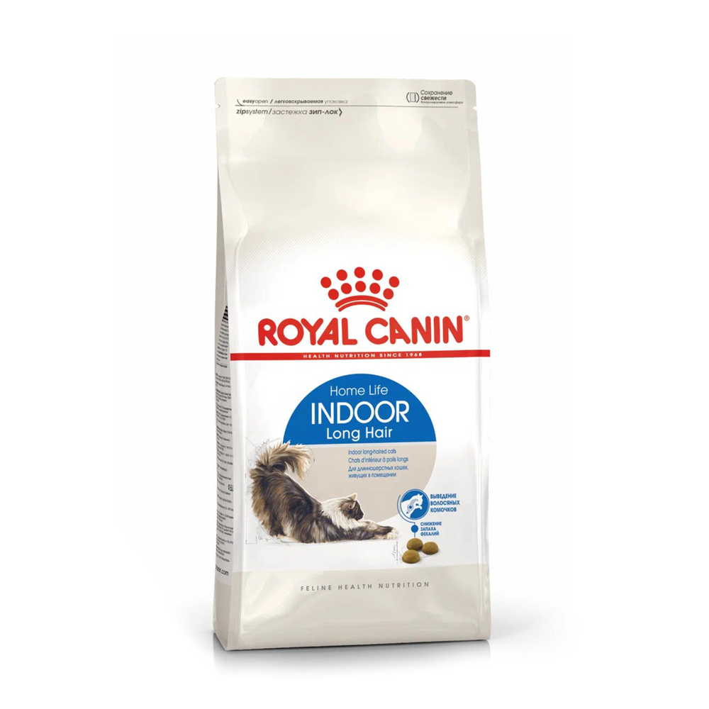 Royal Canin Indoor Long Hair Индор Лонг Хэйр Корм сухой для длинношерстных кошек в возрасте от 1 года до 7 лет живущих в помещении 2кг