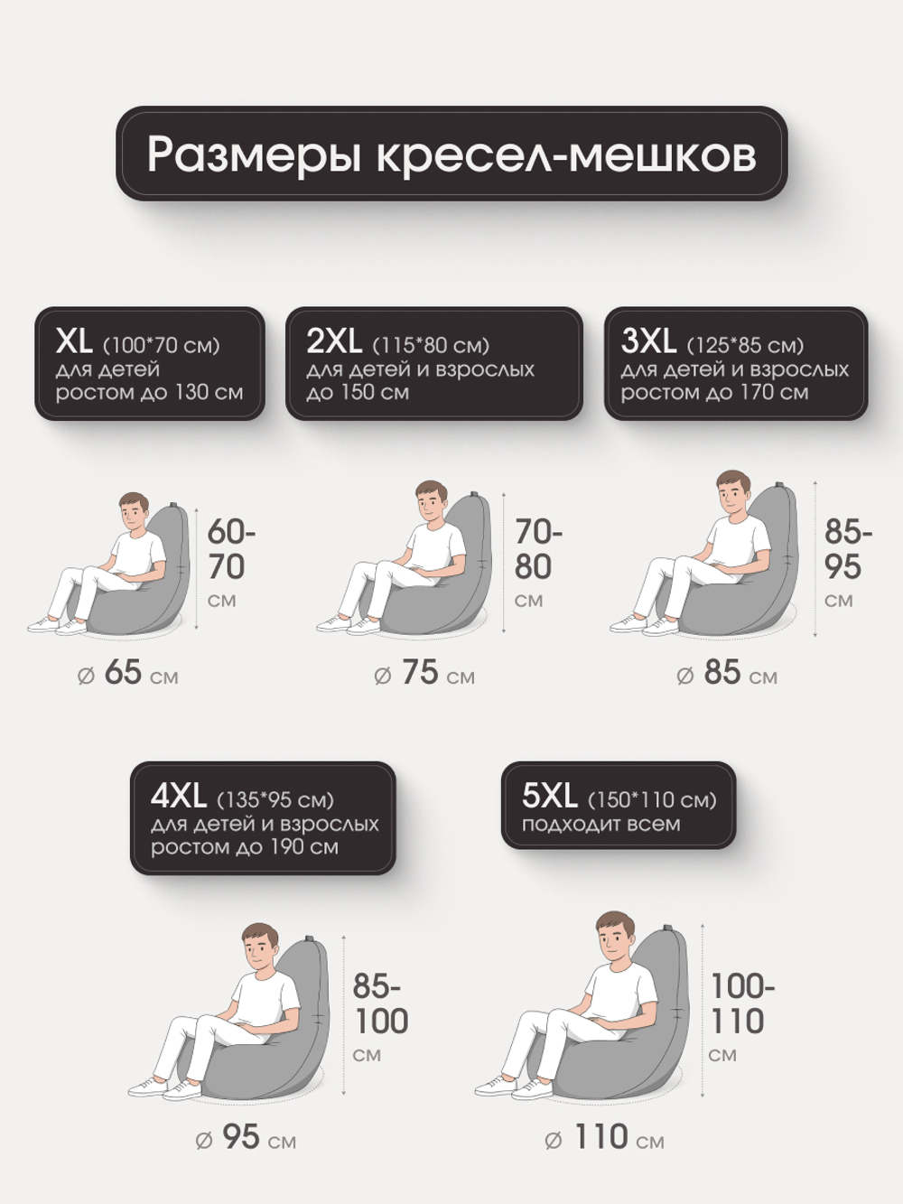 Кресло Мешок Груша Серая Экокожа (2XL, Классический)
