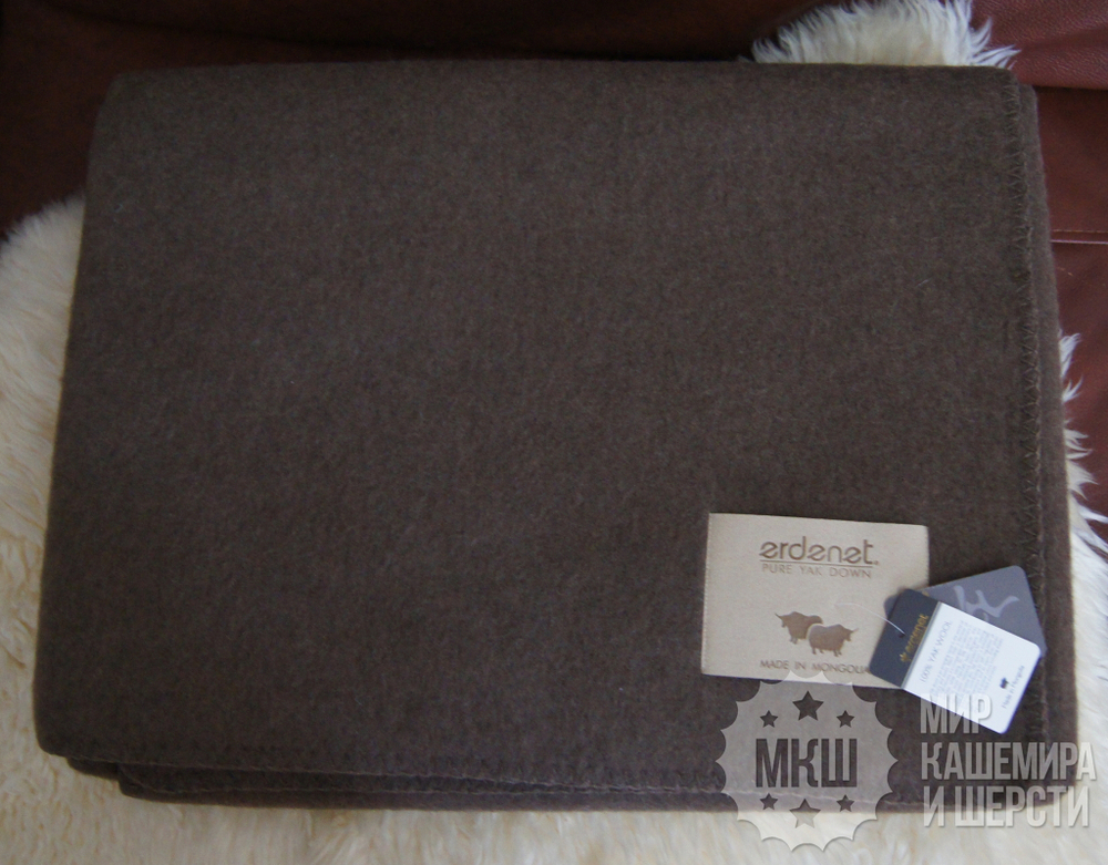Одеяло тканое из 100% шерсти яка 150х200 см. (ERDENET) - DARK