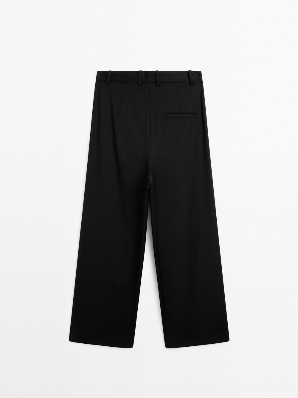 Massimo Dutti Брюки из 100% прохладной шерсти с защипами, черный