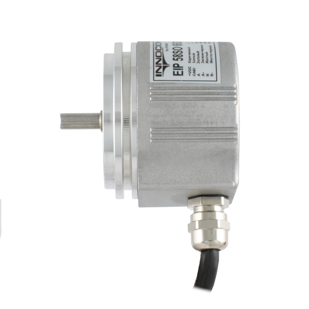 Инкрементальный программируемый энкодер INNOCONT D=58мм, выступающий вал 6мм, сервофланец, 5…30VDC, выход TTL/HT, IP 65
