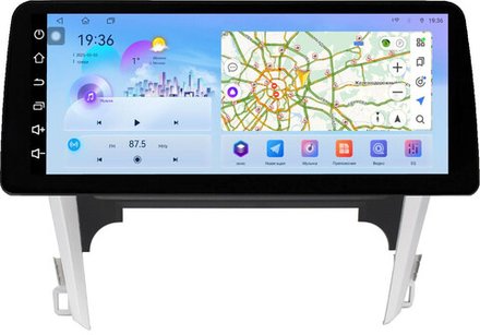 Магнитола Toyota Camry 50 2011-2014 (рамка серебристо-черная 9) - FarCar монитор 12.3" 2K QLED на Android 14, TS10, CarPlay, 4G SIM-слот