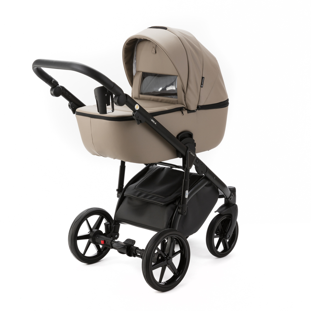Детская универсальная коляска Adamex NOLA Deluxe 2 в 1 N-SA9 (Темно-бежевая экокожа)