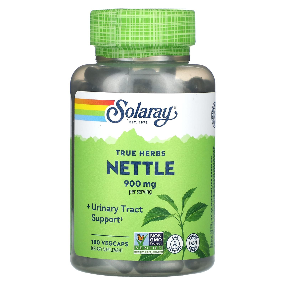 Solaray, True Herbs, крапива, 180 вегетарианских капсул (450 мг в капсуле)