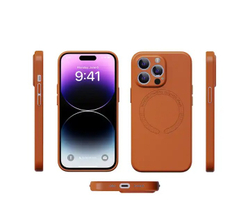 Чехол коричневого цвета с поддержкой MagSafe для смартфона iPhone 13 Pro, текстура кожи, внутренняя подкладка из микрофибры