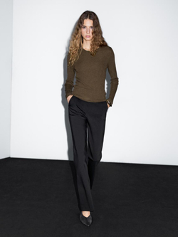 Massimo Dutti Свитер из смесовой шерсти в рубчик, кротово-коричневый