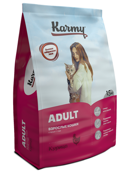Karmy Эдалт Курица Корм для взрослых кошек старше 1 года Karmy Эдалт Курица Корм для взрослых кошек старше 1 года
