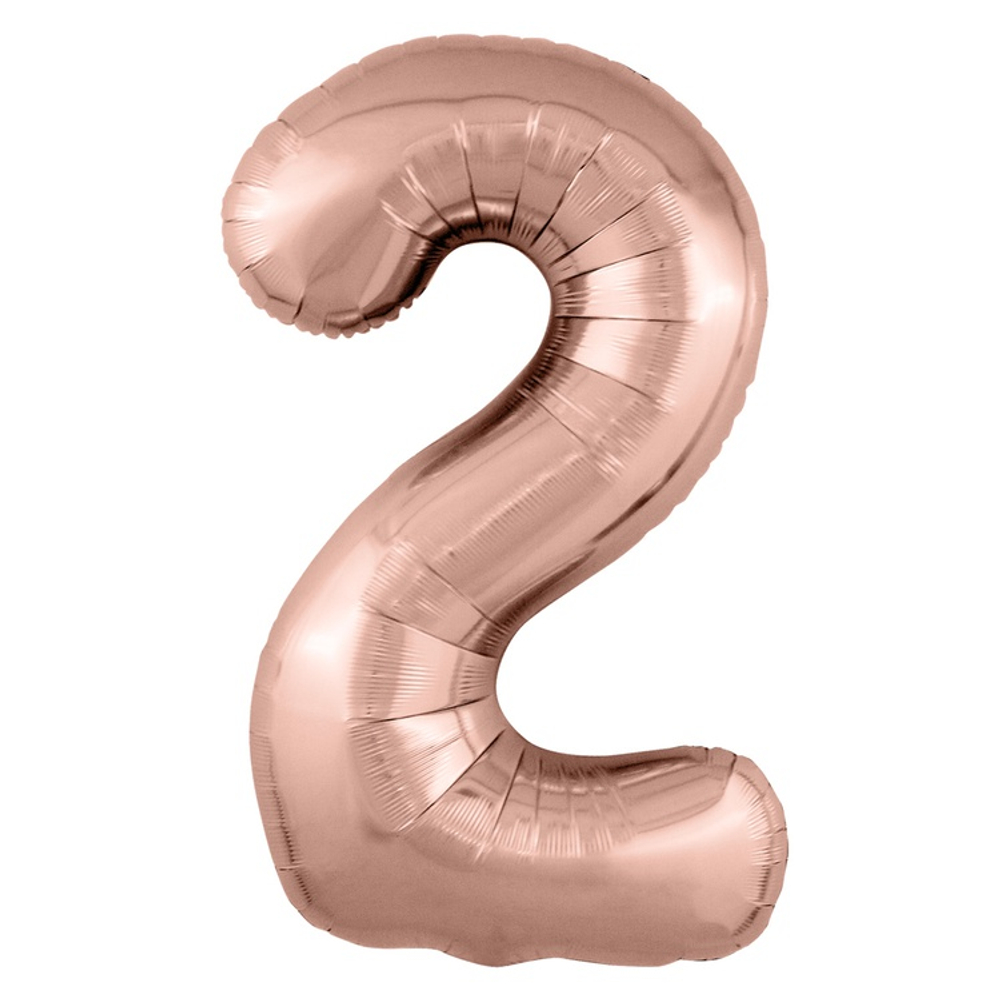 Шар фольгированный Цифра 2 101 см (Розовое Золото)