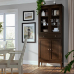 Шкаф со стеклянными дверцами - IDANÄS/IDANАS   IKEA/ ИДАНАС ИКЕА, 81x39x211 см, темно-коричневый