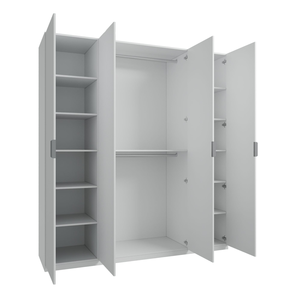Шкаф для одежды 4 дверный, стеллаж Париж, белый