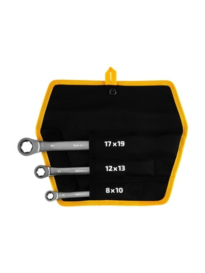 Набор накидных трещоточных ключей Inforce, размеры 8-19, трещотка 72 зуба, 06-05-91