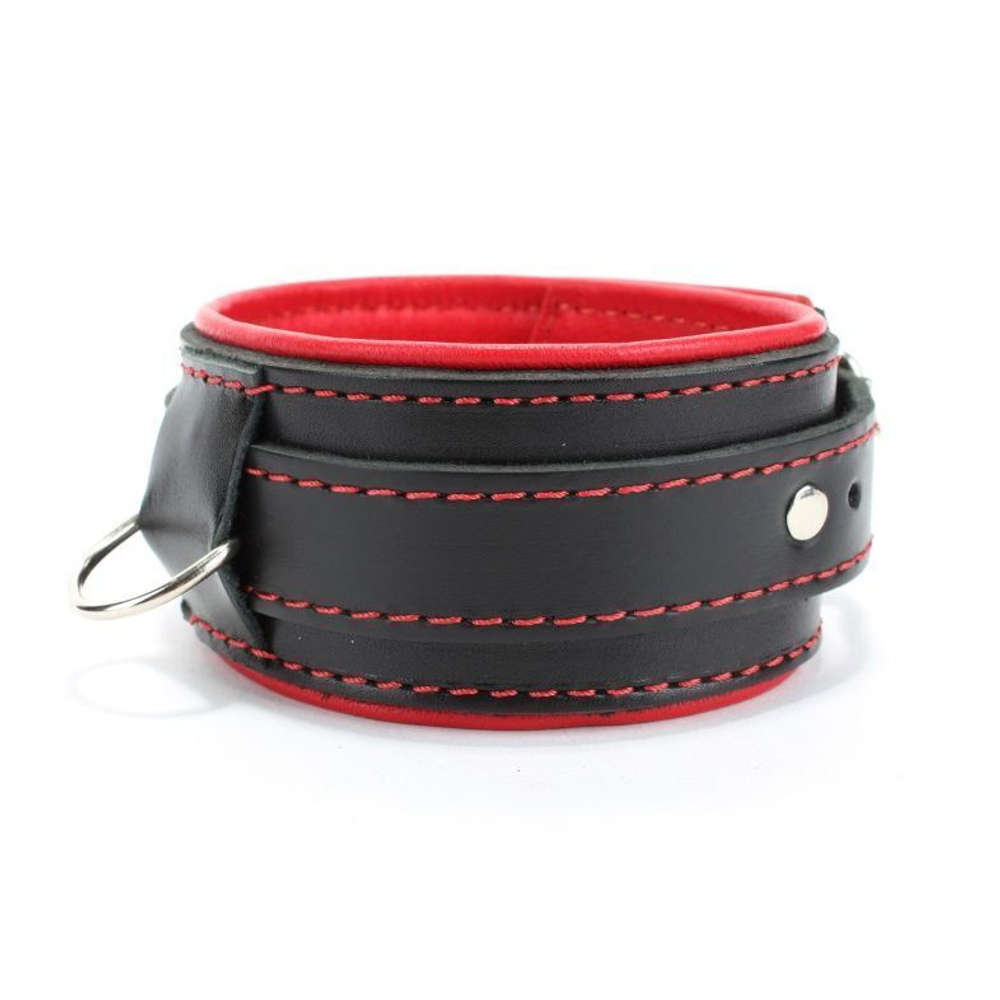 Черный ошейник с красным подкладом (Цвет: черный с красным)