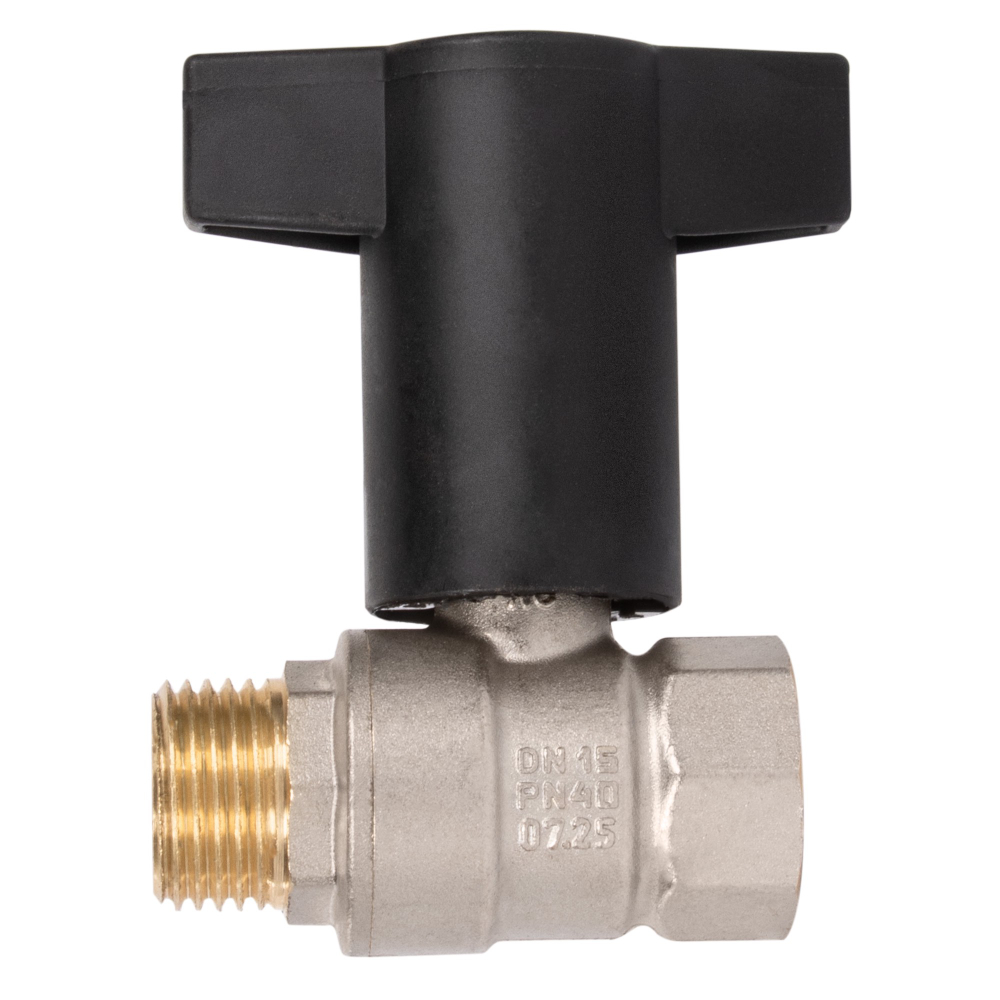 Кран шаровой латунный LD Pride47.15.В-Н.ТРДу15Ру40,вн-нр,Т-рук(Red+Blue)