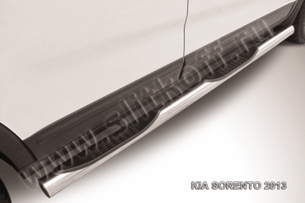 Пороги из нержавейки Kia Sorento (2012-2021) d76 с проступями