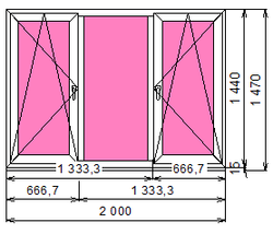 Пластиковое окно 1440 х 2000 ТермА Эко