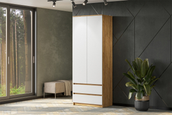 Шкаф для одежды и белья Денвер, Дуб золотой, Белый