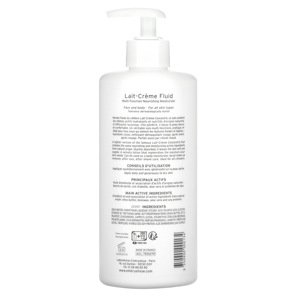 Embryolisse, Легкий крем-молочко, многофункциональное питательное и увлажняющее средство, 500 мл (16,90 жидк. унции)