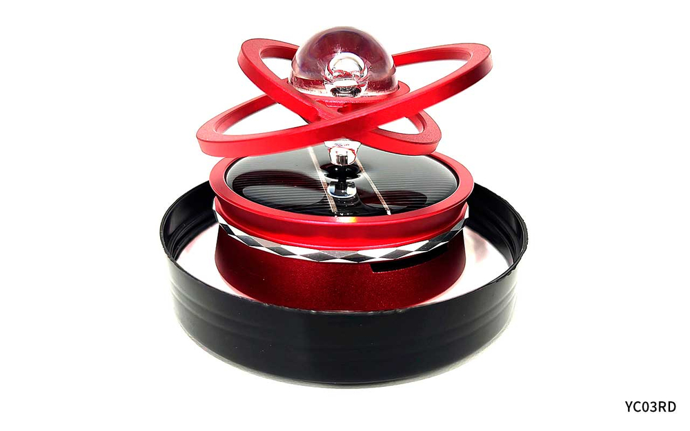 Ароматизатор-игрушка -на торпеду- ПЛАНЕТА (пластик футляр) - солн батар (гель)- YC-03RD красный A