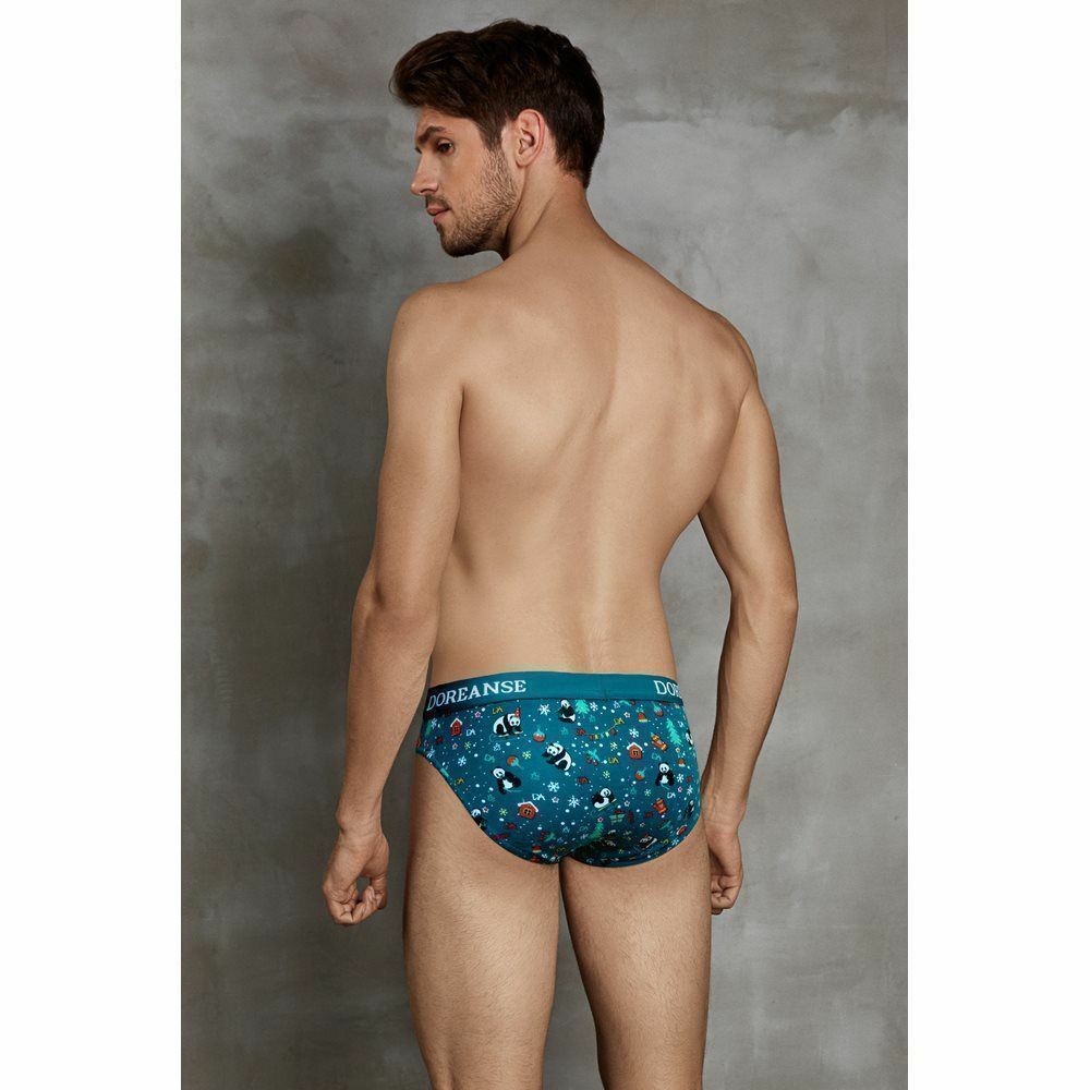 Мужские слипы зеленые с принтом "панда" Doreanse 1263