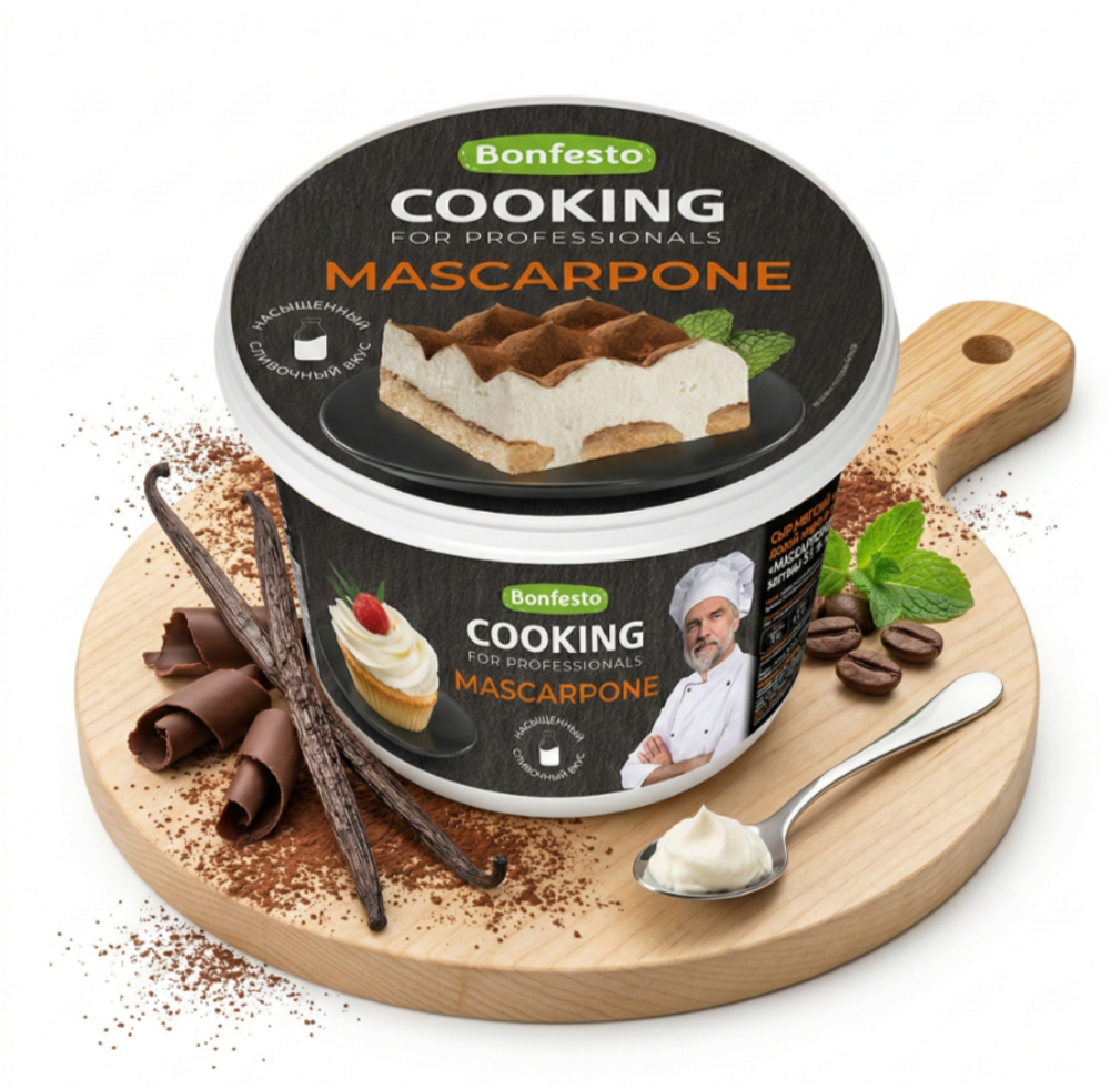 Сыр Маскарпоне мягкий 83% CooKING 500г, Беларусь