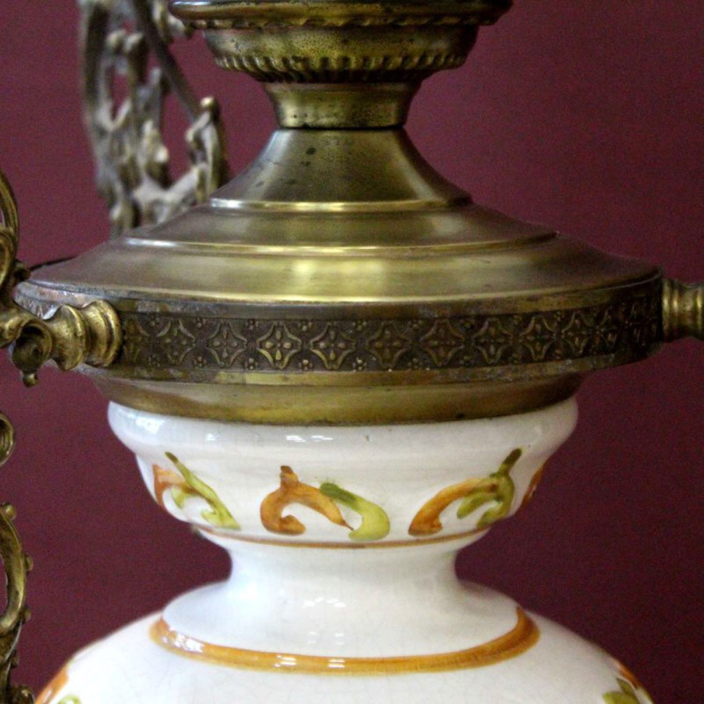 Бронзовая люстра с фаянсом, ручной работы