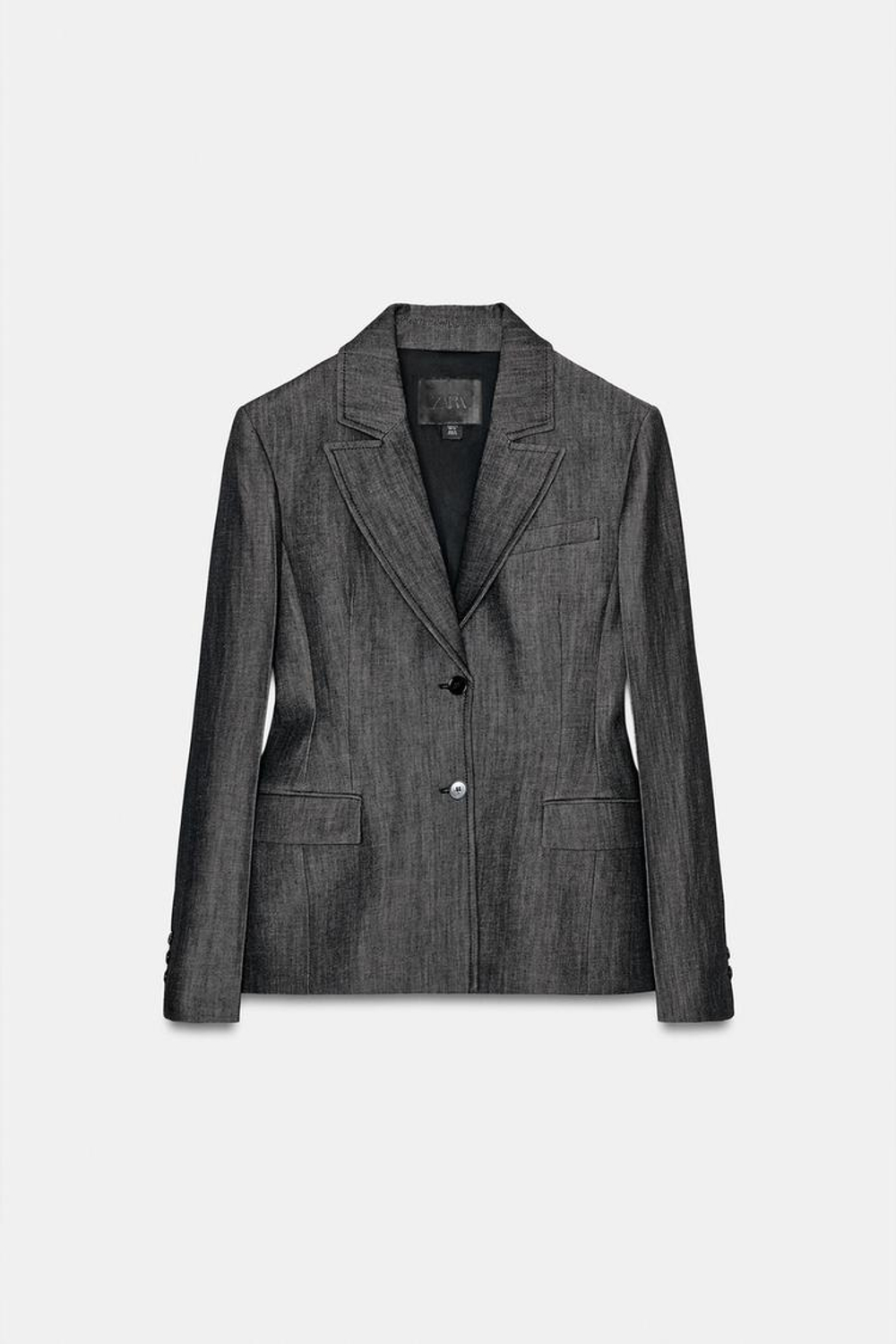 ZARA ДЖИНСОВЫЙ БЛЕЙЗЕР ZW COLLECTION, ЧЕРНЫЙ