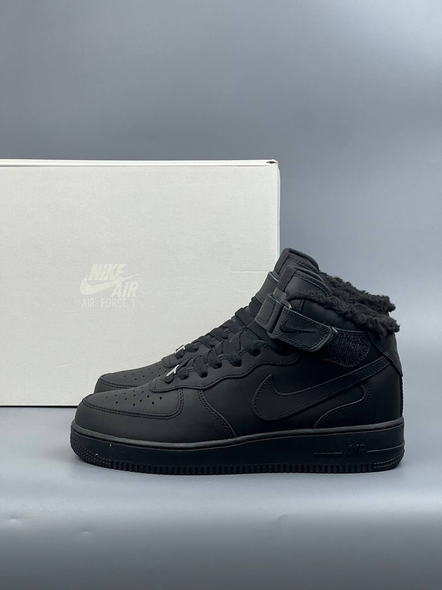 Кроссовки Nike AirForce 1 на меху #360 (черн.)